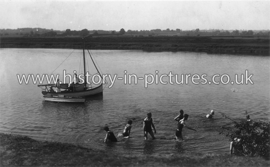 Bathing in the Crouch, Hullbridge, Essex. c.1930's